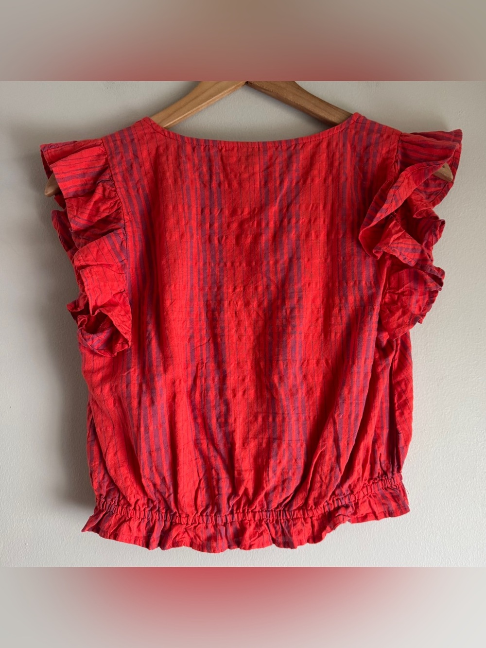 Universal Thread Flutter Short Sleeve Cropped Wrap Blouse Size Small - Picture 3 of 7